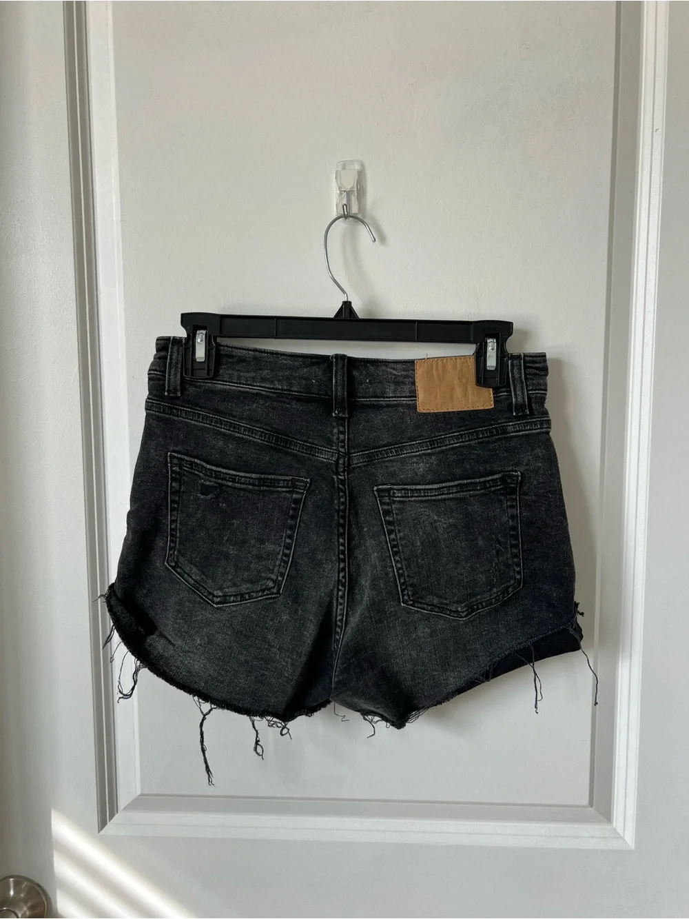 H&M Black Distressed Denim Shorts